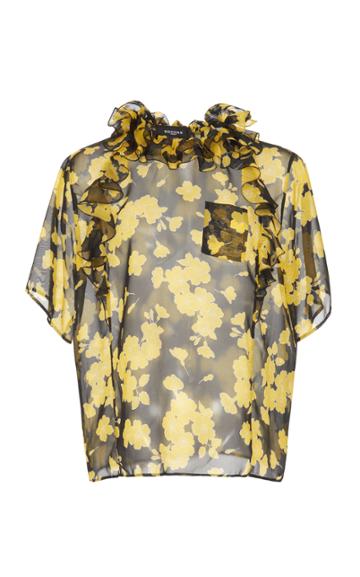 Rochas Flower Printed Chiffon Shirt With Rouges