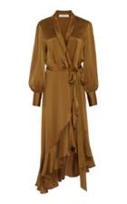 Zimmermann Wrap-effect Ruffled Silk-satin Dress