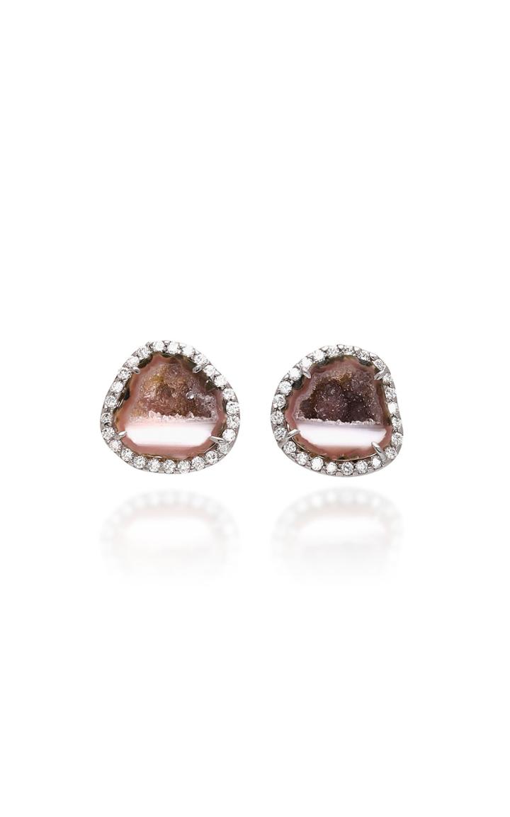 Kimberly Mcdonald 18k White Gold Diamond And Geode Earrings
