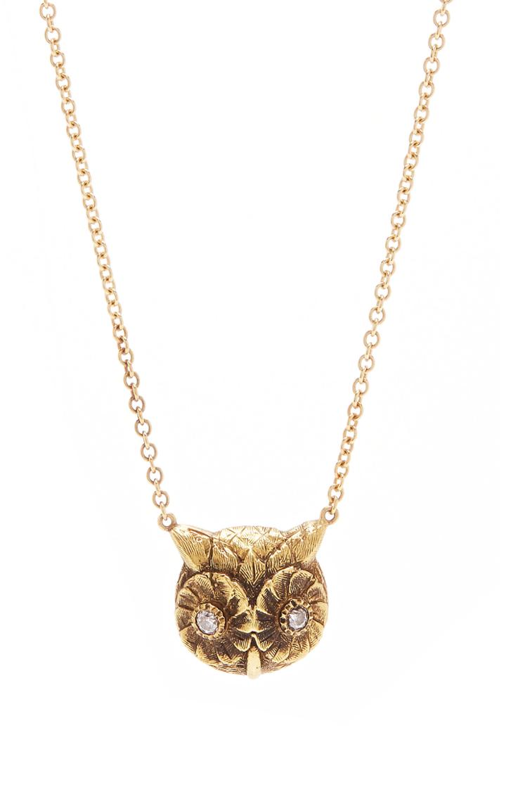 Single Stone Small Owl Necklace