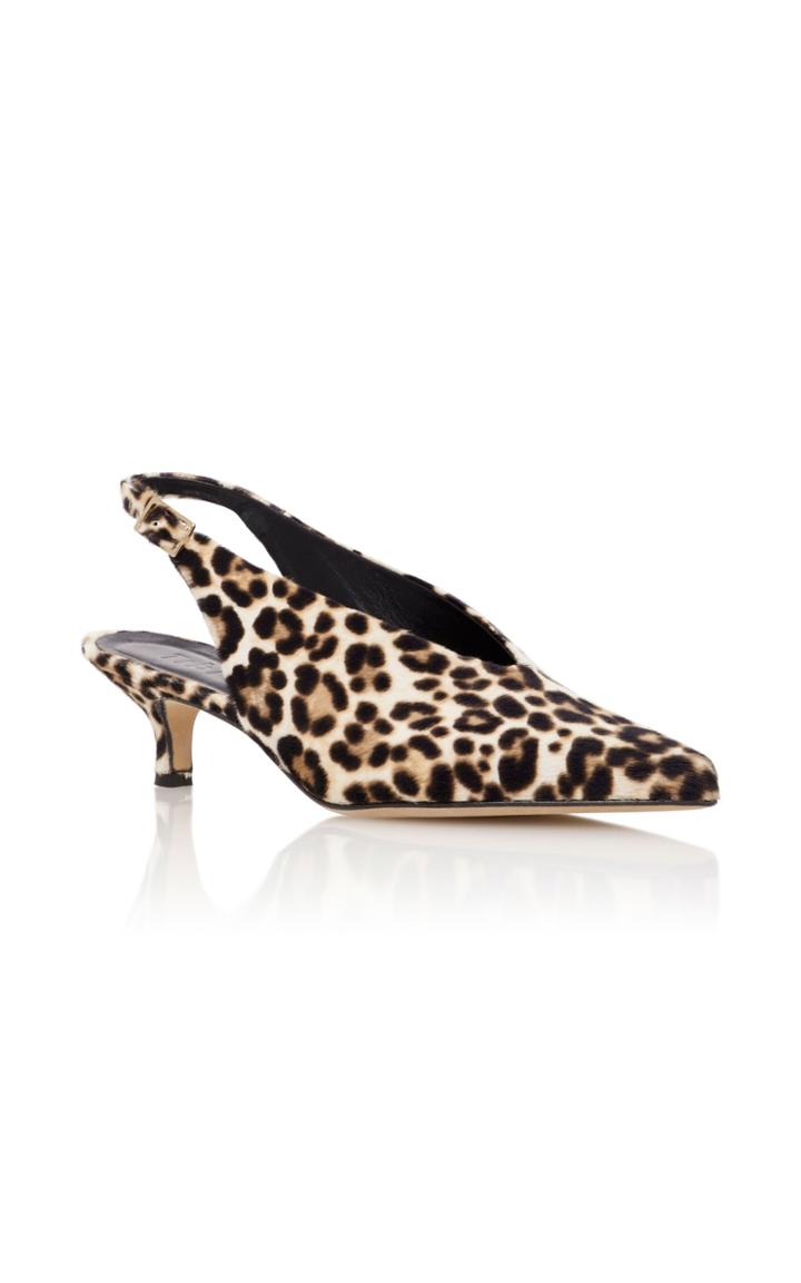 Tibi Lia Leopard-print Calf Hair Slingback Pumps