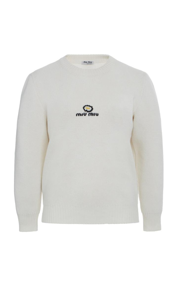 Miu Miu Logo-embroidered Wool Sweater