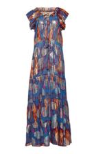 Figue Gianna Metallic Printed Silk-blend Dress