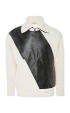 Givenchy Leather Panel Rib-knit Wool Sweater