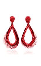Oscar De La Renta Bead And Feather-embellished Drop Earrings