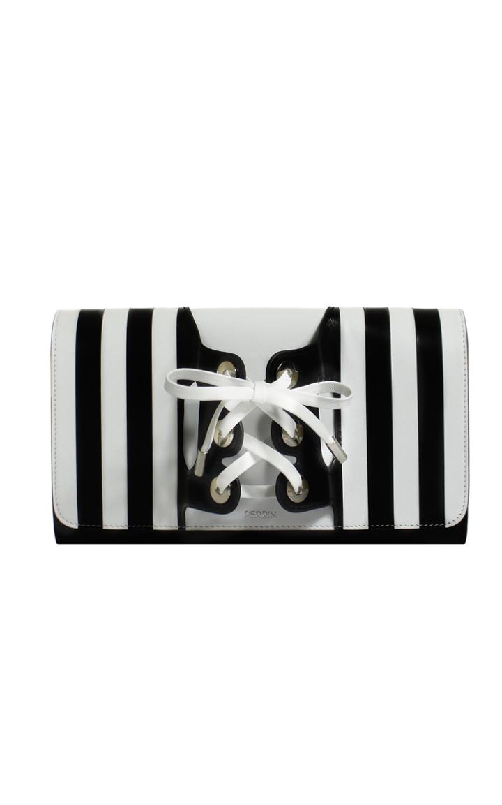 Perrin Paris Le Corset Striped Leather Clutch