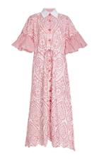Evi Grintela Valerie Ruffle-sleeve Lace Cotton Midi Dress