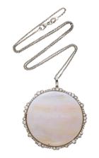 Kimberly Mcdonald One-of-a-kind Large Brazilian Opal Pendant With Signature Irregular Diamonds Set In 18k White Gold With Black Rhodium