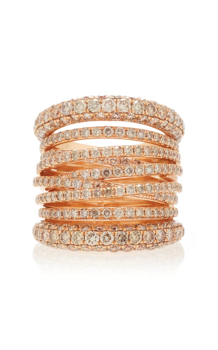 Sidney Garber Diamond Tall Scribble Ring In Rose Gold