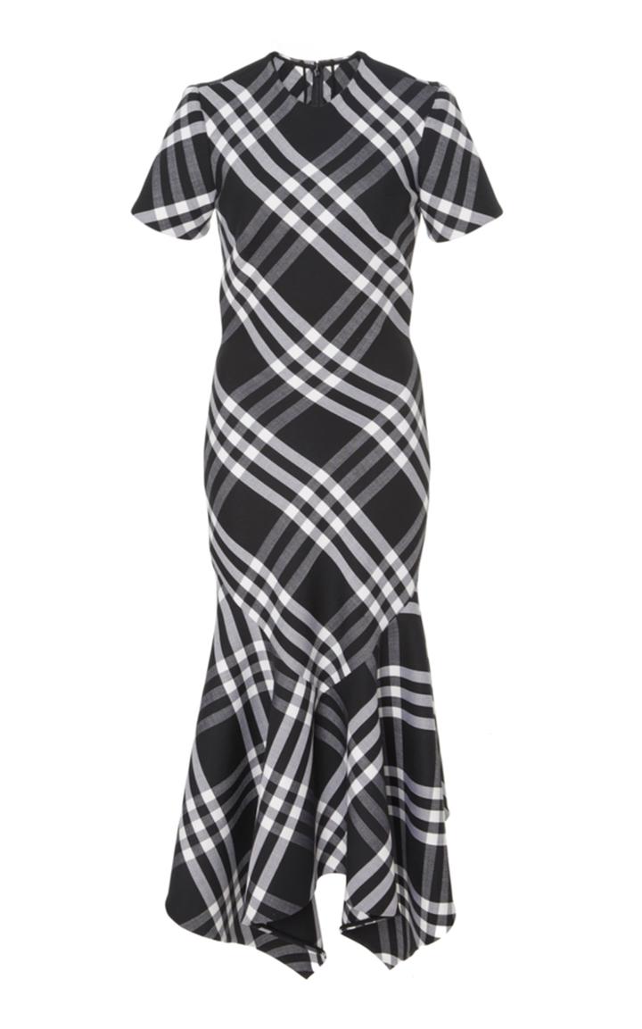Oscar De La Renta Plaid Flared Midi Dress