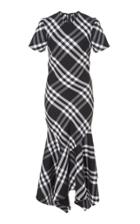 Oscar De La Renta Plaid Flared Midi Dress
