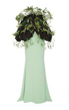 Moda Operandi Christian Siriano Feather-embellished Cold-shoulder Crepe Gown Size: 0