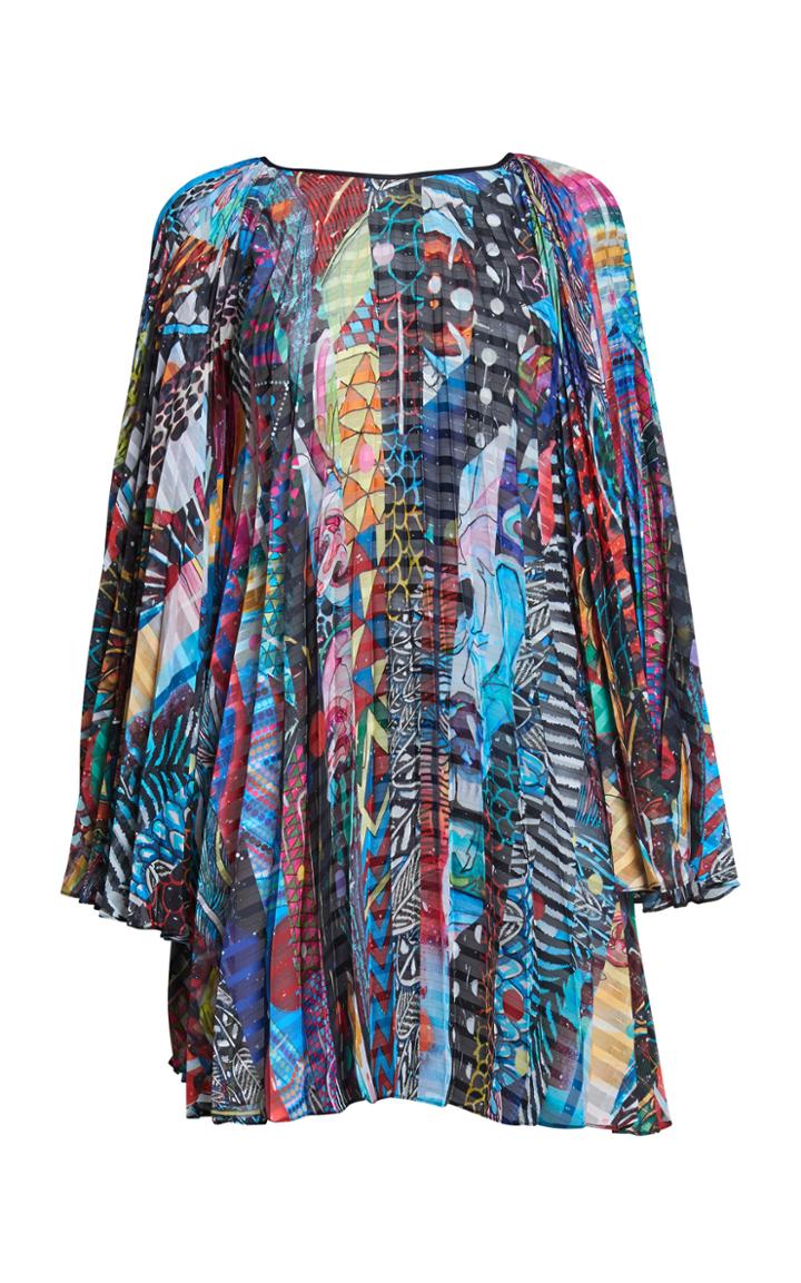 Romance Was Born Magic Stripe Long Sleeve Pleat Top