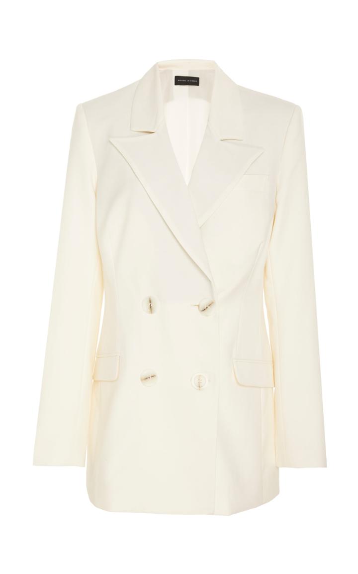 Michael Lo Sordo Relaxed Double Breasted Merino Wool Blazer