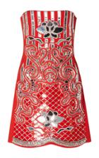 David Koma Strapless Floral Embroidered Dress