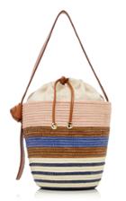 Cesta Collective Lunchpail Leather-trimmed Striped Sisal Bucket Bag