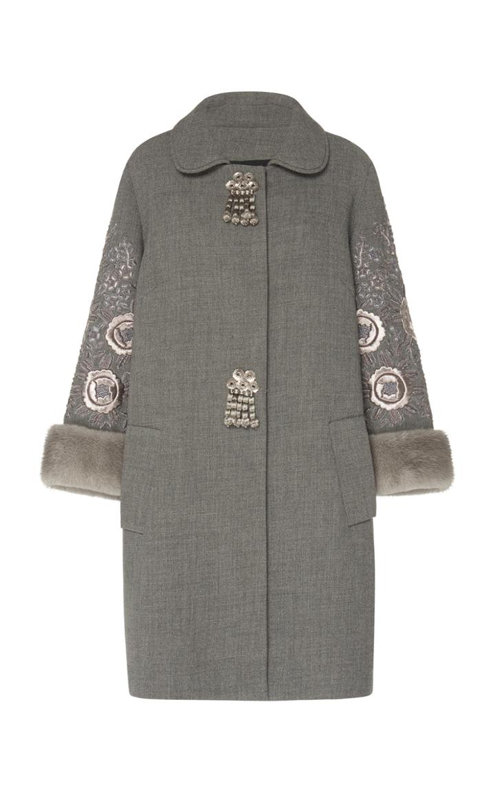 Andrew Gn Embroidered Sleeve Overcoat