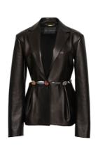 Versace Embellished Leather Blazer Jacket