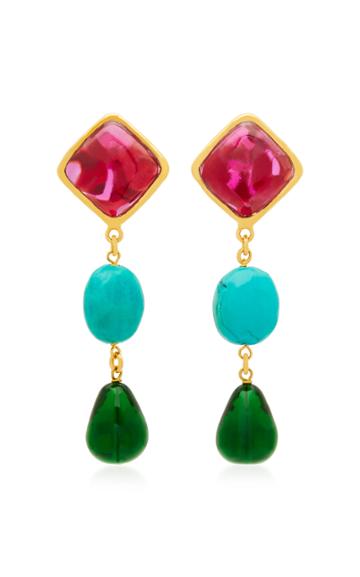 Loulou De La Falaise 24k Gold-plated Stone And Turquoise Clip Earrings