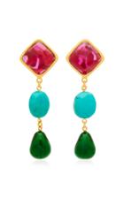 Loulou De La Falaise 24k Gold-plated Stone And Turquoise Clip Earrings