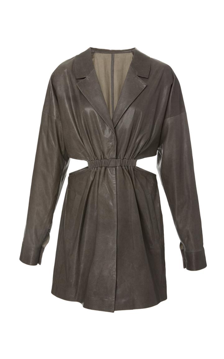 Zeynep Aray Cutout Leather Shirt Dress