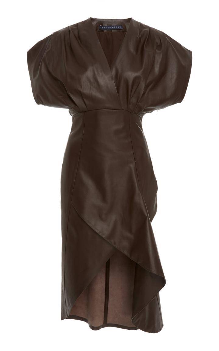 Zeynep Aray Short Sleeve Leather Dress