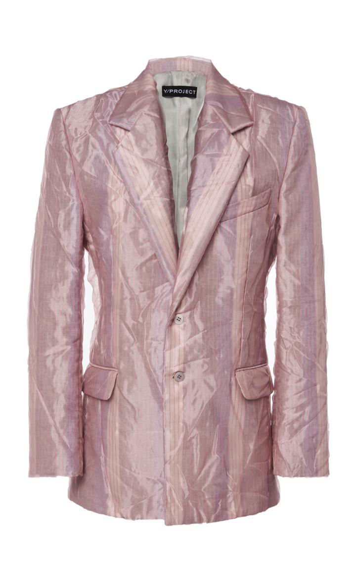 Moda Operandi Y/project Striped Organza Single-breasted Blazer Size: 36