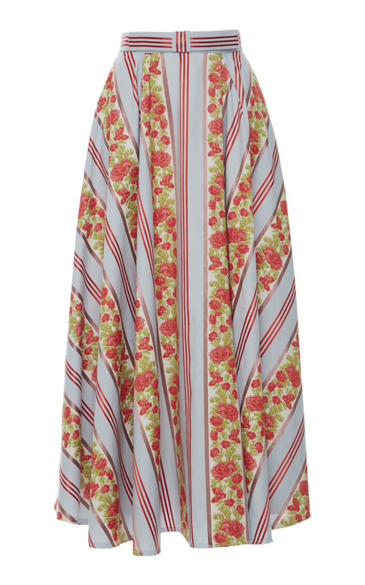 Luisa Beccaria Cotton Jacquard Floral Skirt