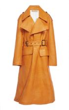 Marni Collared Embossed Leather Trench Coat