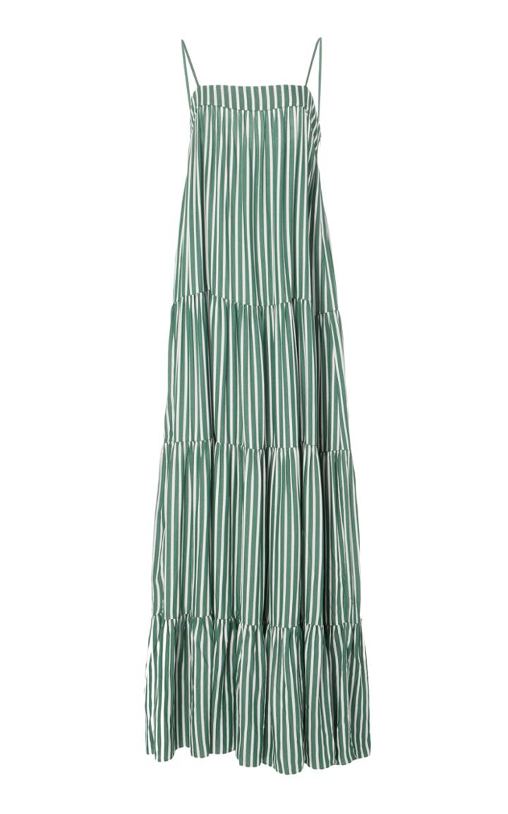 Adriana Degreas Pleated Striped Maxi Dress