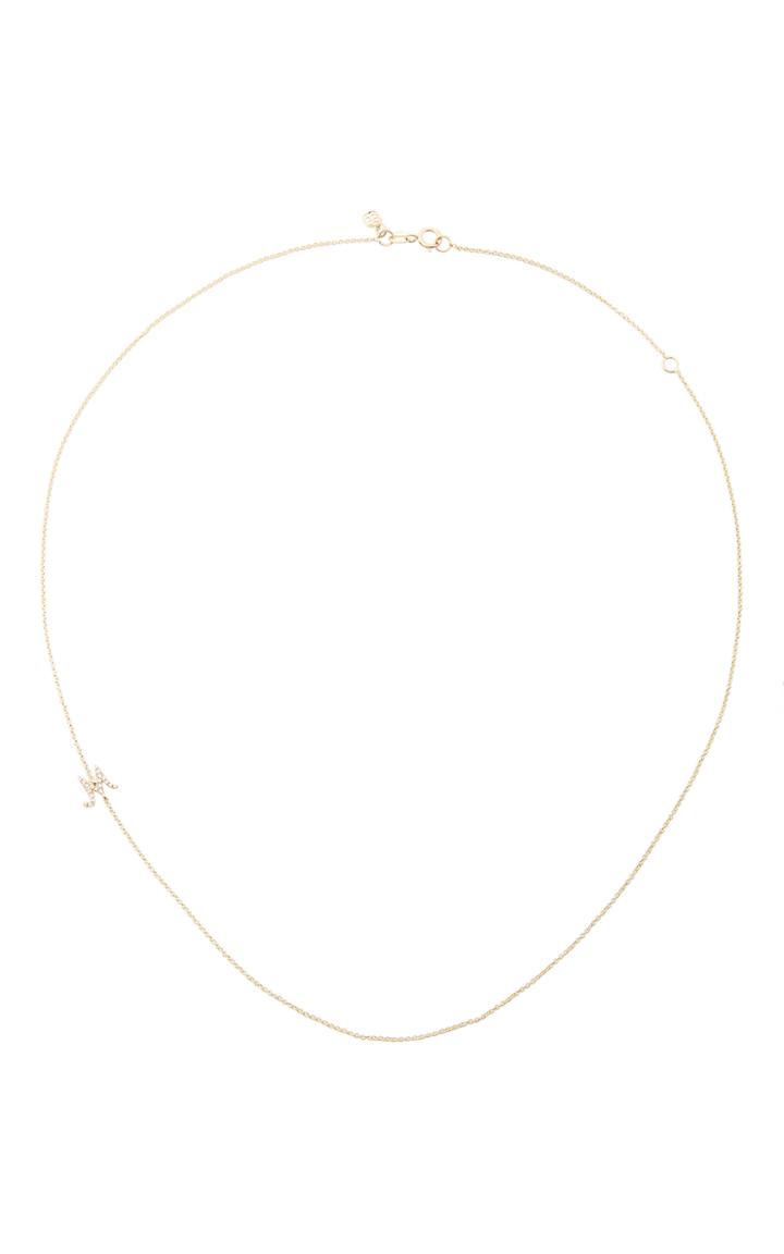 Sydney Evan Yellow Gold Initial Side Oriented Necklace