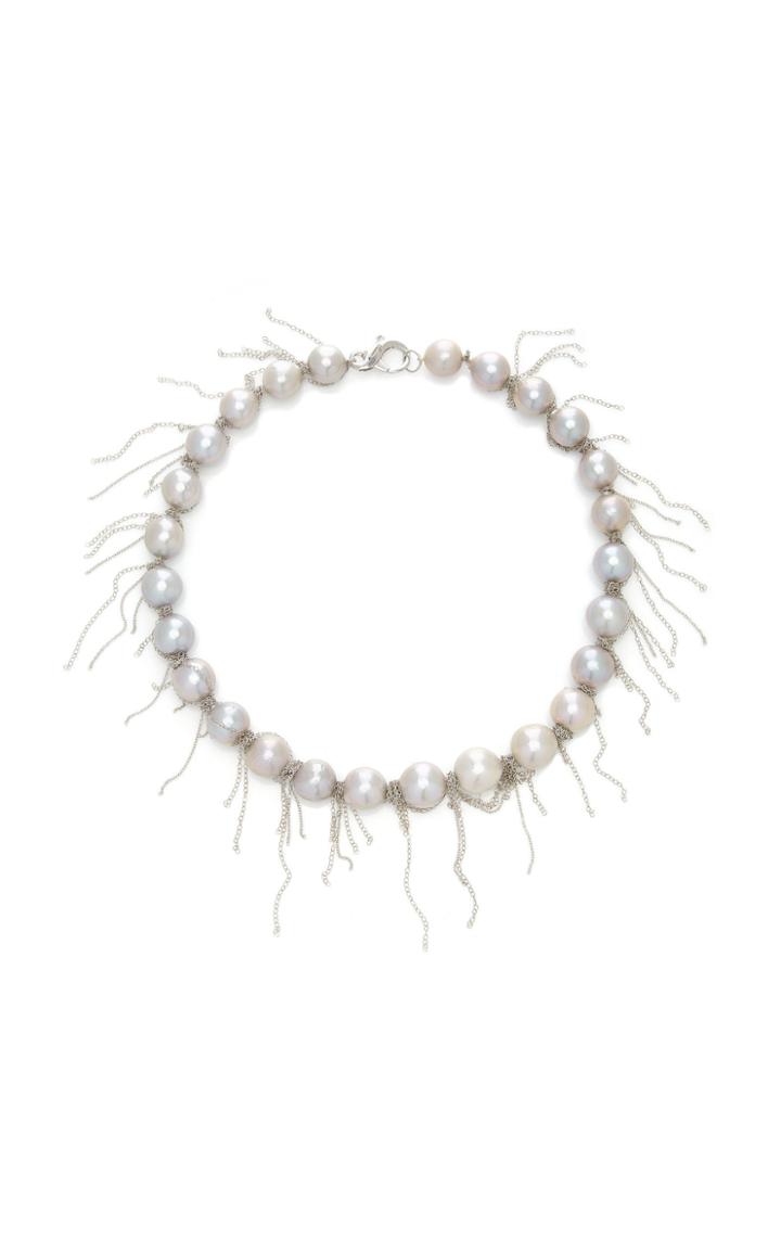 Moda Operandi Samira 13 18k White Gold And Sterling Silver Fringe Necklace