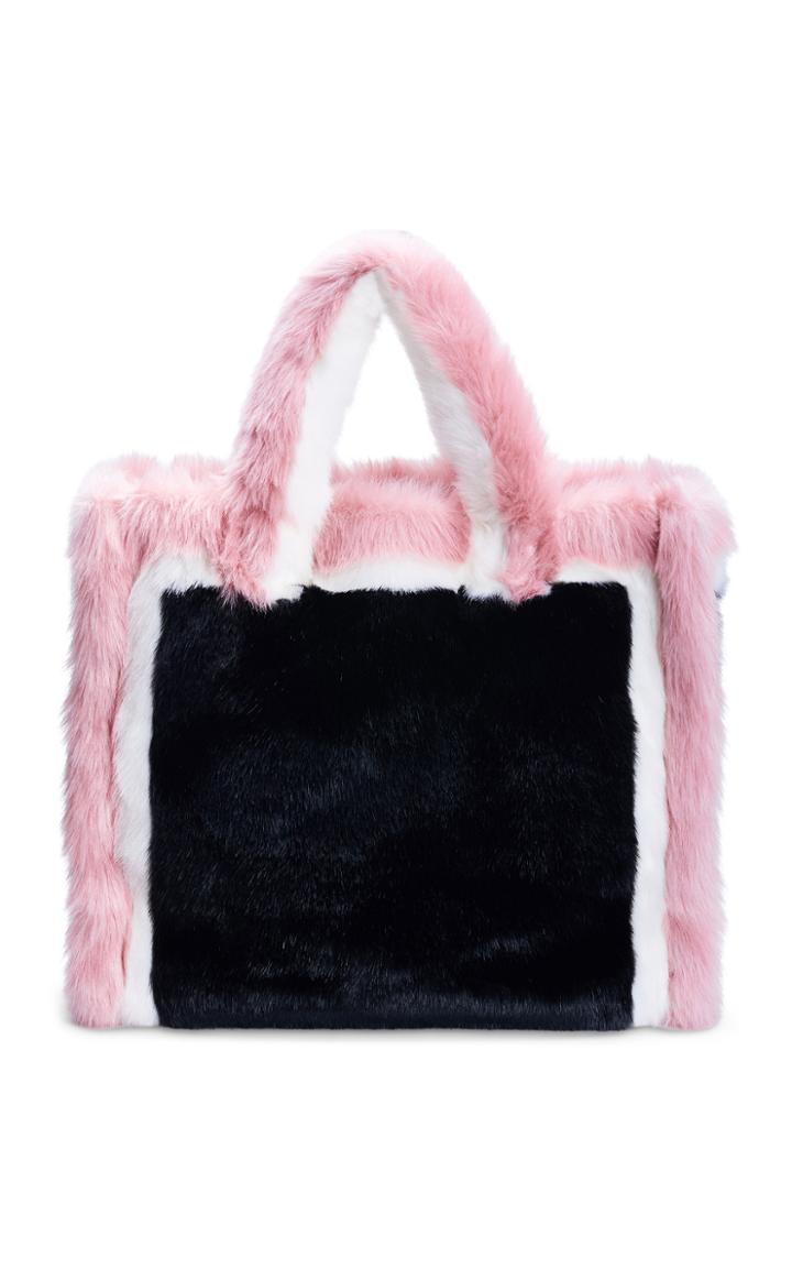 Stand Studio Lola Large Color-block Faux-fur Tote