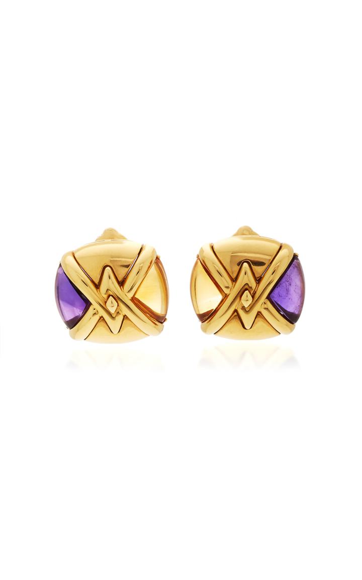 Eleuteri Vintage Marina B Pneus Cimin Yellow Gold And Multi-stone Earrings