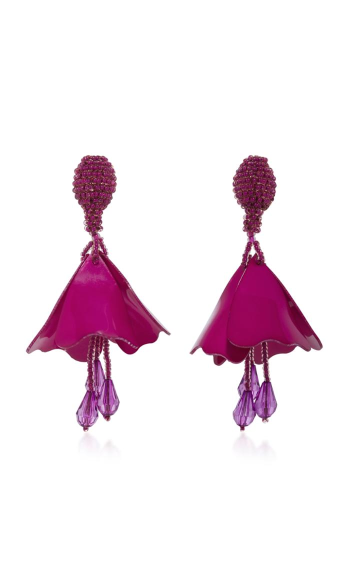Oscar De La Renta Small Impatiens Flower Earrings
