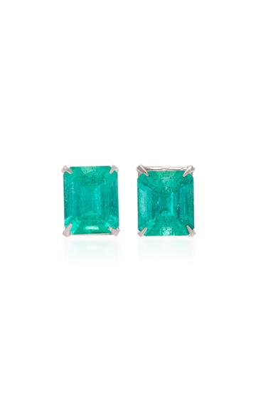 Maria Jose Jewelry 14k White Gold And Emerald Earrings