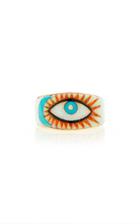 Jacquie Aiche Opal Inlay Crescent Eye Diamond Center Band Ring
