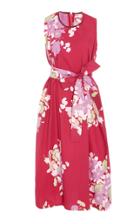 Yvonne S Floral-print Belted Cotton Midi Dress