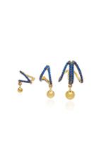 Joanna Laura Constantine Set Of Three Criss-cross Gold-plated Brass And Cubic Zirconia Earrings