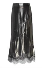 Anas Jourden Metallic Lace-trim Lam Midi Skirt