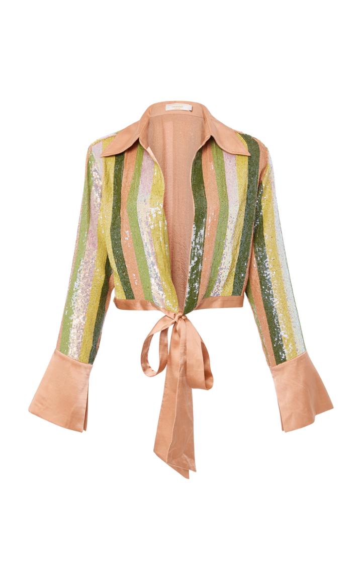 Verandah Hand Beaded Sequin Tie Blouse