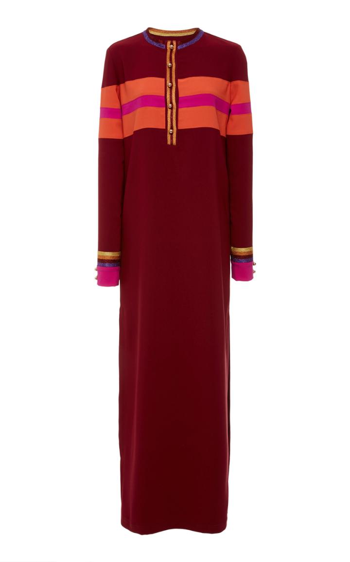 Anna Sui Color Block Crepe Maxi Dress