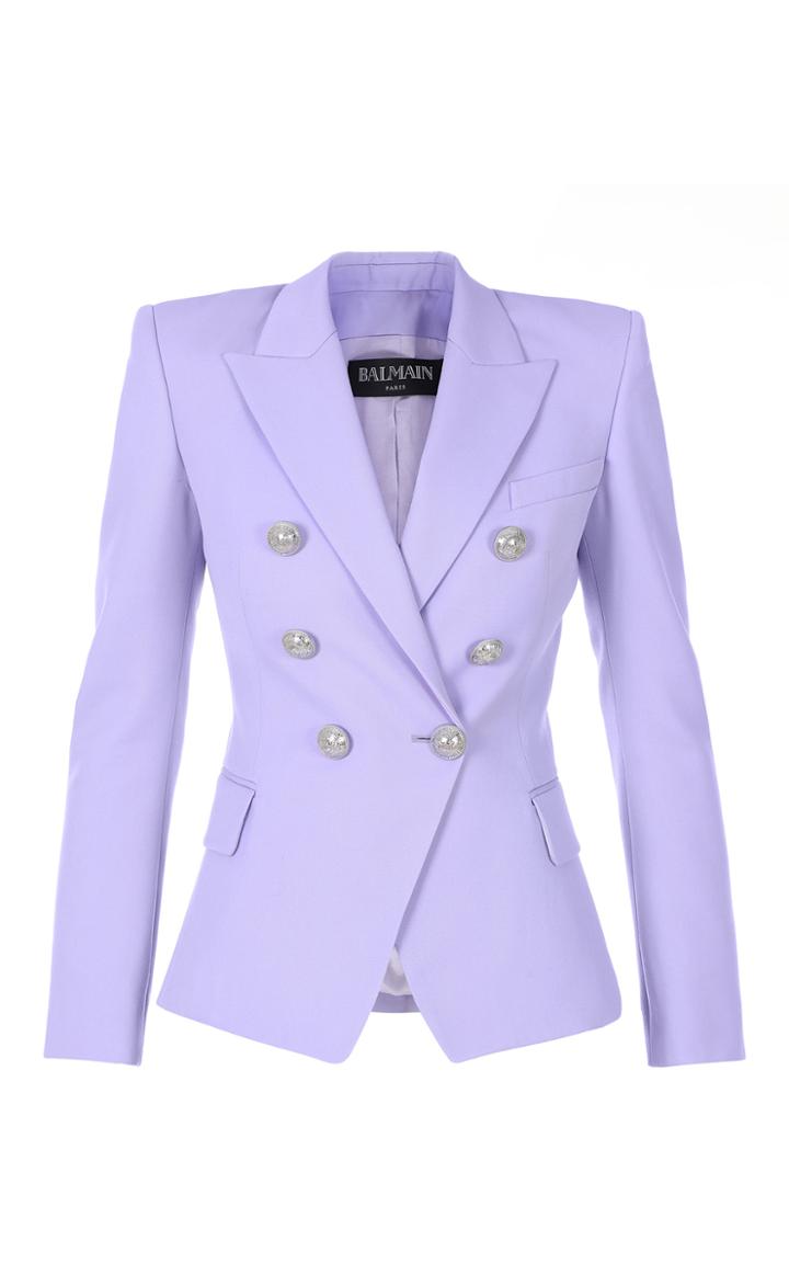 Balmain Double-breasted Wool Grain De Poudre Blazer