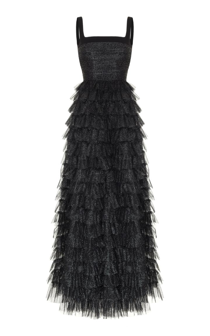 Rasario Polka Dot Metallic Tulle Gown