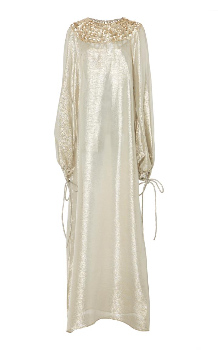 Oscar De La Renta Bishop Sleeve Beaded Caftan
