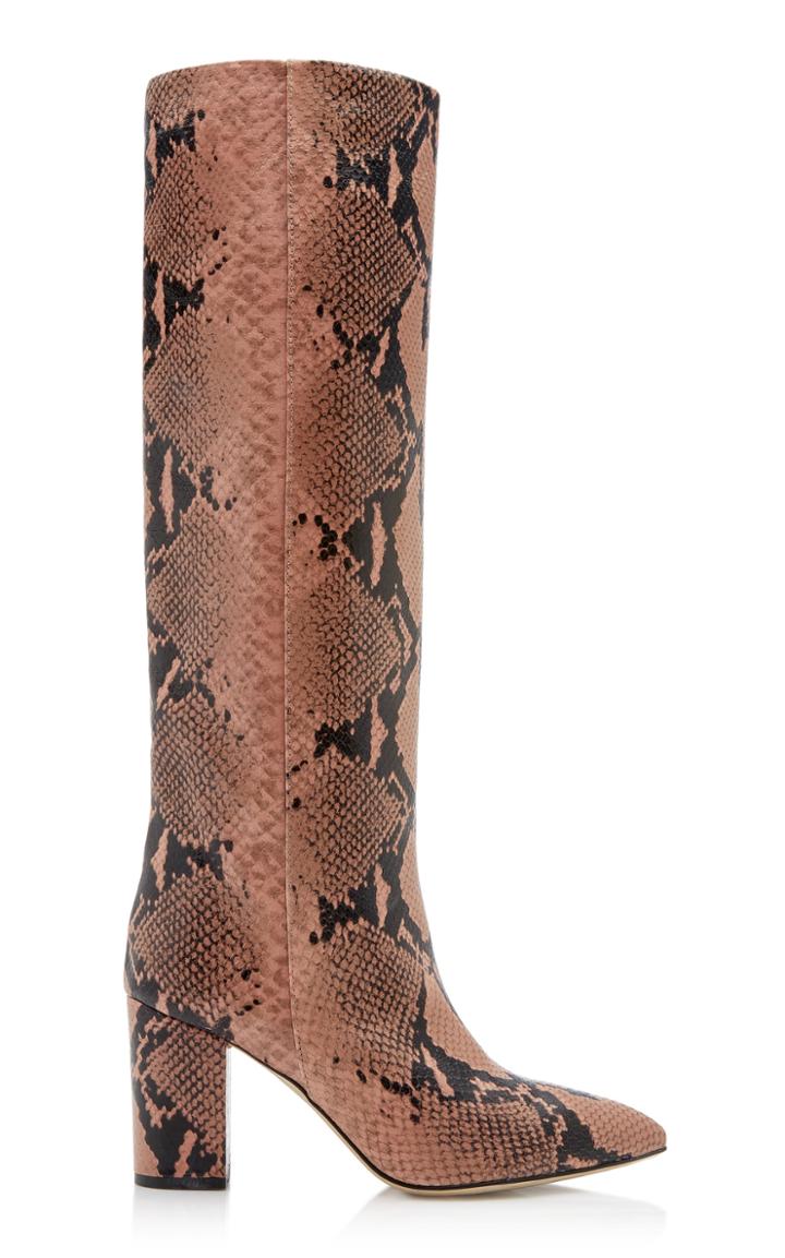 Paris Texas Python Print Leather Knee Boots