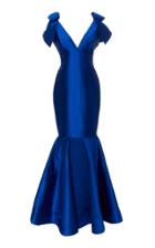 Leal Daccarett Scala V-neck Silk And Wool Gown