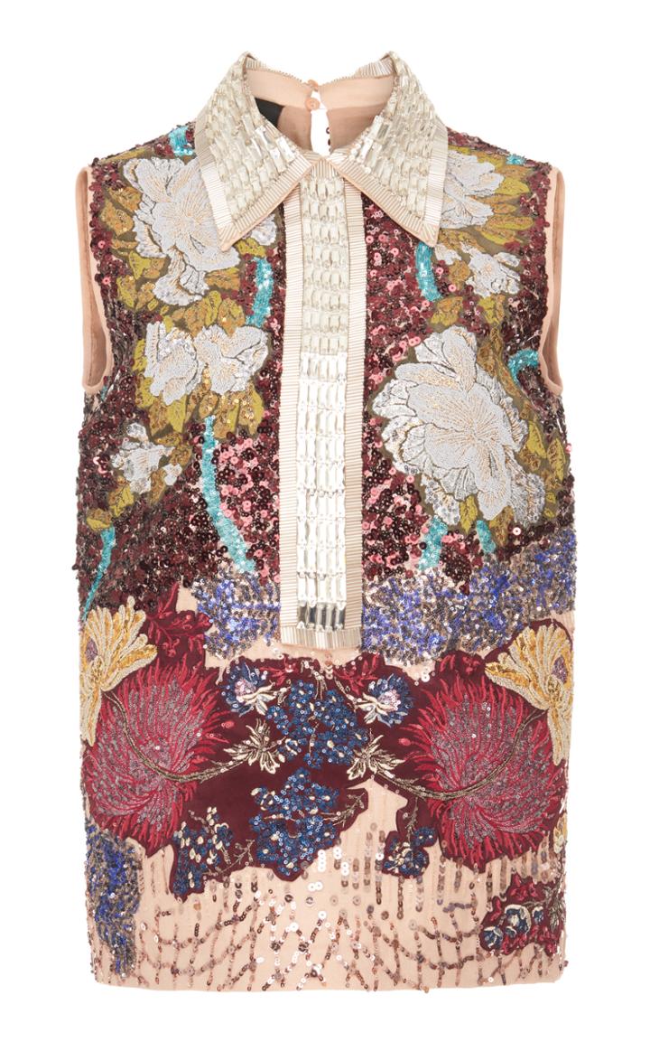 Rochas Tank Top All Over Sequin With Collar