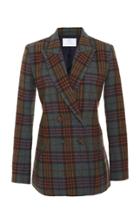 Rebecca De Ravenel Checked Double-breasted Cashmere Blazer Size: 4