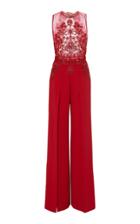 Zuhair Murad Embroidered Sheer Crepe Jumpsuit